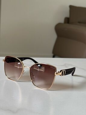 Dior Gold Frame Sunglasses with Brown Gradient Lenses and Black Temples
